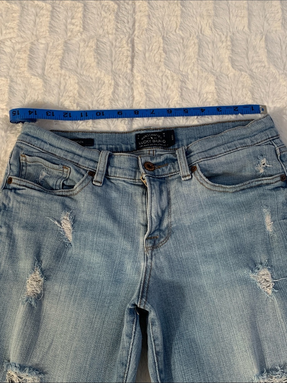 Lucky Brand Light Wash Distressed Denim Bermuda Shorts - Picture 9 of 9